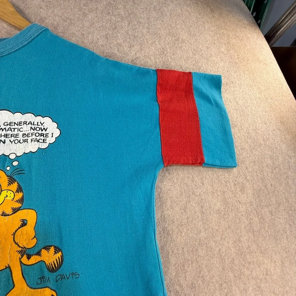 Vintage 1978 Garfield Libra Zodiac Sleep Shirt Applause Teal‎ Blue One Size